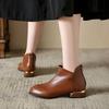 Женские модные ботильоны оверсайз для осени и зимы Новые ботинки из кожи с круглым носком, на низком каблуке и на молнии