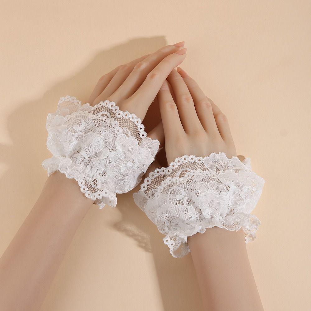 Costume Accessory Fake Cuff Lace Ruffled Wrist Lace Cuff Elegant Sweater Cuffs Stage Performance