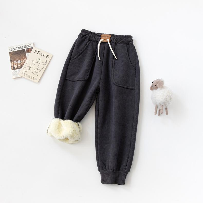 Children's Thicken Pants Autumn Winter Trousers for Kids Thickened Warm Casual Boys Sports Pants Girls Velvet Sweatpants
