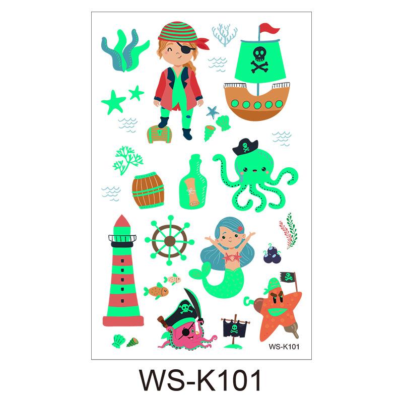 Детская мультяшная светящаяся в темноте татуировка с флуоресцентной зеленой водонепроницаемой бонусной наклейкой