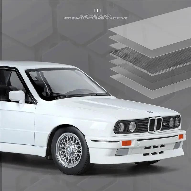 AAAOO1 1:24 1988 BMW M3 E30 Alloy Sports Car Model Diecasts Metal Classic Car Vehicles Model Simulation Sound and Light Kids Toys Gifts