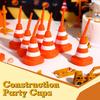 Sawysine 8 Pack Construction Cone Cups with Straws Bulk, Traffic Cones Party Favor 10 oz Plastic Reusable Kids Race Cups Set for Construction Traffic