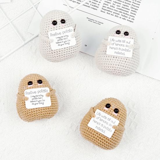 Позитивная вязаная кукла с вдохновляющей карточкой, эмоциональная поддержка, вязаная игрушка ручной работы с изображением животных и овощей, украшение для детей и взрослых
