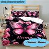 3PCS Custom Name Butterfly Garden Bedding Set, Including 1pc Duvet Cover And 2pcs Pillowcases, Suitable for dorms and bedrooms Gift