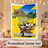 Custom Personalized Tapestry,Shaun the Sheep Print Custom Name Text Wall Art Hanging for Bedroom