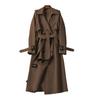 Women's Trench Coat Double-Breasted Classic Lapel Overcoat Windproof Long Belted Jacket Fall Outerwear with Pockets