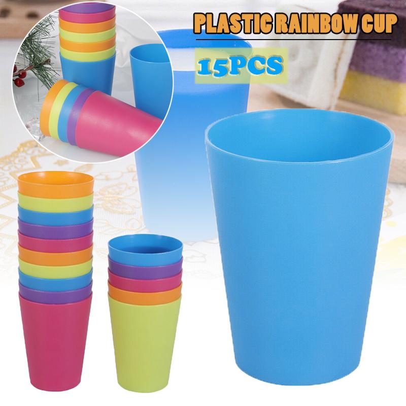 PDTO 15 шт. пластиковые стаканчики красочные чашки для воды праздничные принадлежности чашка для питья домашняя посуда