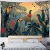Flower bird butterfly tapestry, peacock cat wall hanging, fabric decoration painting, animal background poster, home decoration