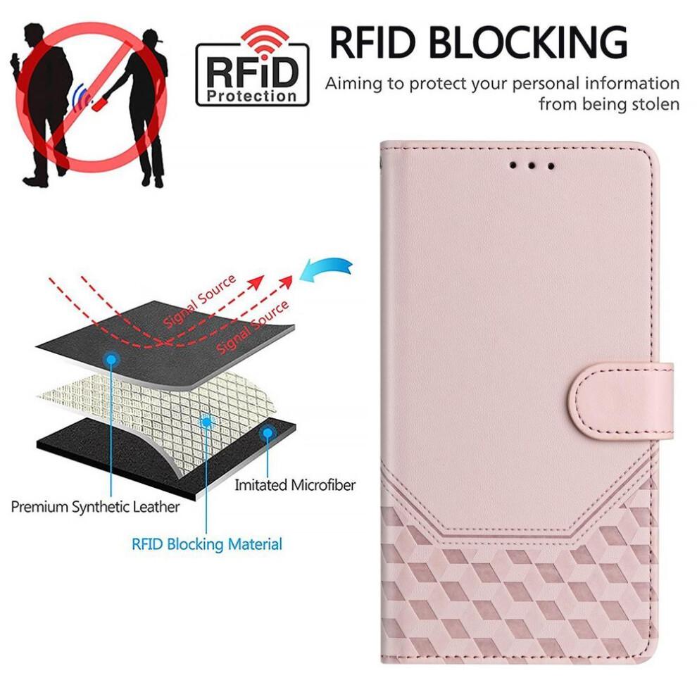 (pink, Samsung A56 5G) Leather Case Wallet Durable Leather Rfid Blocking Card Holders Shockproof Kickstand Protective Flip Cover
