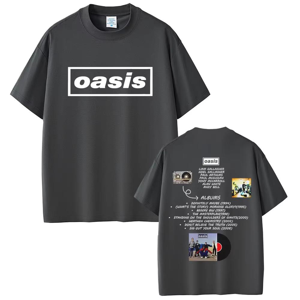 Футболка O-Oasis Футболки британской рок-группы Мужская Женская Повседневная Футболка оверсайз Мужские Высококачественные Хлопковые Футболки с коротким рукавом