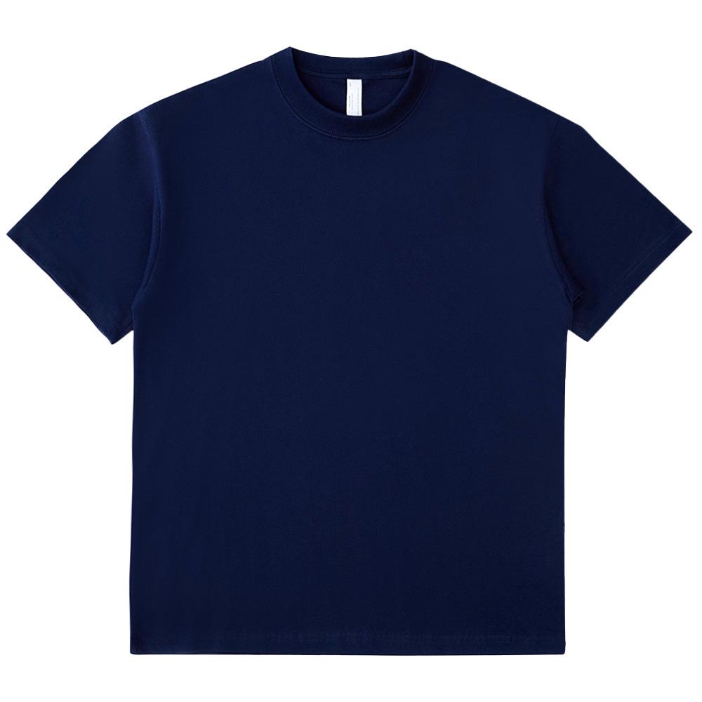 Мужская футболка High Street Trendy из японского плотного хлопка, 275 г, короткие рукава, свободный крой, небольшой воротник, однотонный цвет.