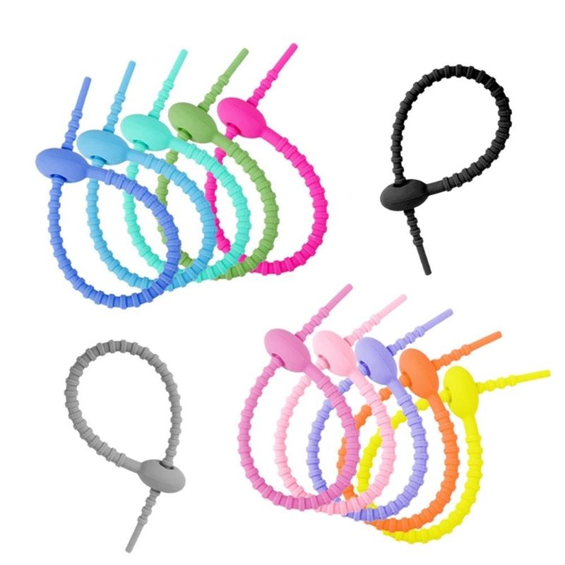 Pack of 10/20/50 Silicone Reusable Bag Twist Wire Fasten Cable Zip Tie Flexible Ties for Organization and DIY Projects
