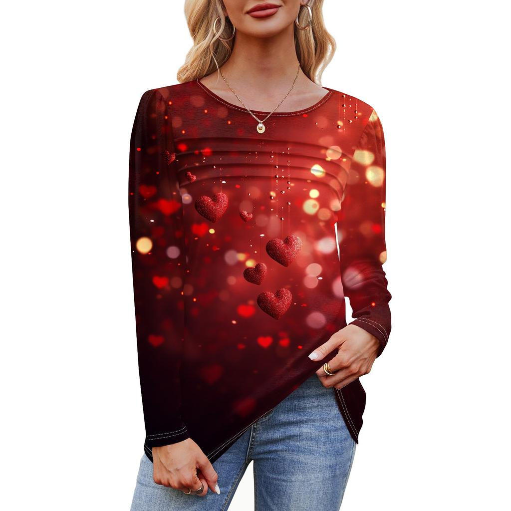 Женский свободный повседневный топ с круглым вырезом и длинными рукавами, модный топ