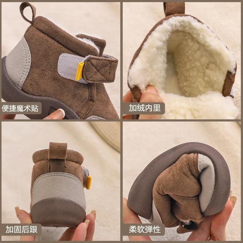 Ботинки для девочек, детские зимние ботинки, зимние детские ботинки с мягкой подошвой, детские плюшевые хлопковые туфли, нескользящие, теплые детские ботинки, детские ботинки для мальчиков