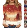 Women's Fashion Casual Round Neck Long Sleeve Printed T-Shirt Top