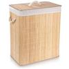 Bamboo Bathroom Laundry Basket, Double Compartment, Split, for Clothes