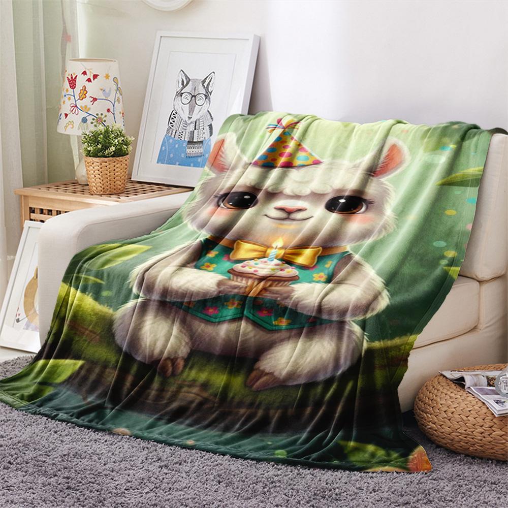 1PC Cute style Print FlAannel Blanket, High quality Comfortable for All Seasons, Home Decor, Warmth and Comfort
