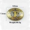 Gold Men's Belt Whole Two-layer Cowhide Fashionable Retro F Letter Belt Plate Buckle