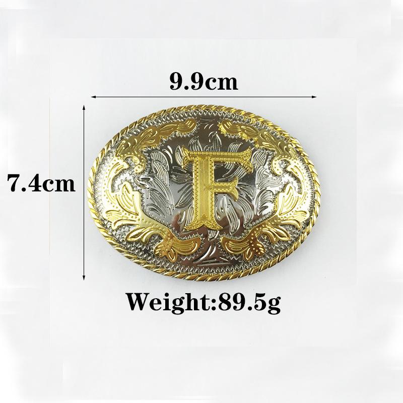Gold Men's Belt Whole Two-layer Cowhide Fashionable Retro F Letter Belt Plate Buckle