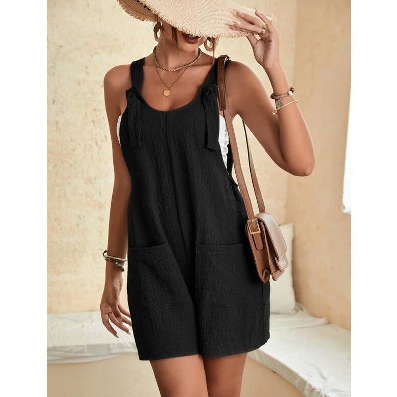 Женские летние повседневные комбинезоны, шорты, женские свободные комбинезоны без рукавов на тонких бретельках с широкими штанинами и брюками с большими карманами, комбинезон больших размеров