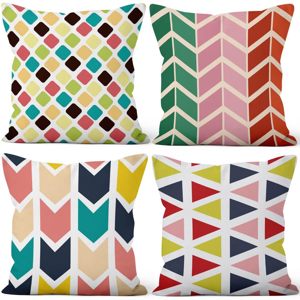 4Pcs Black White Gray Geometric Square Line Abstract Printed Pillow Cover Polyester Cushion Case 2D Flat Printing Pillowcase Now