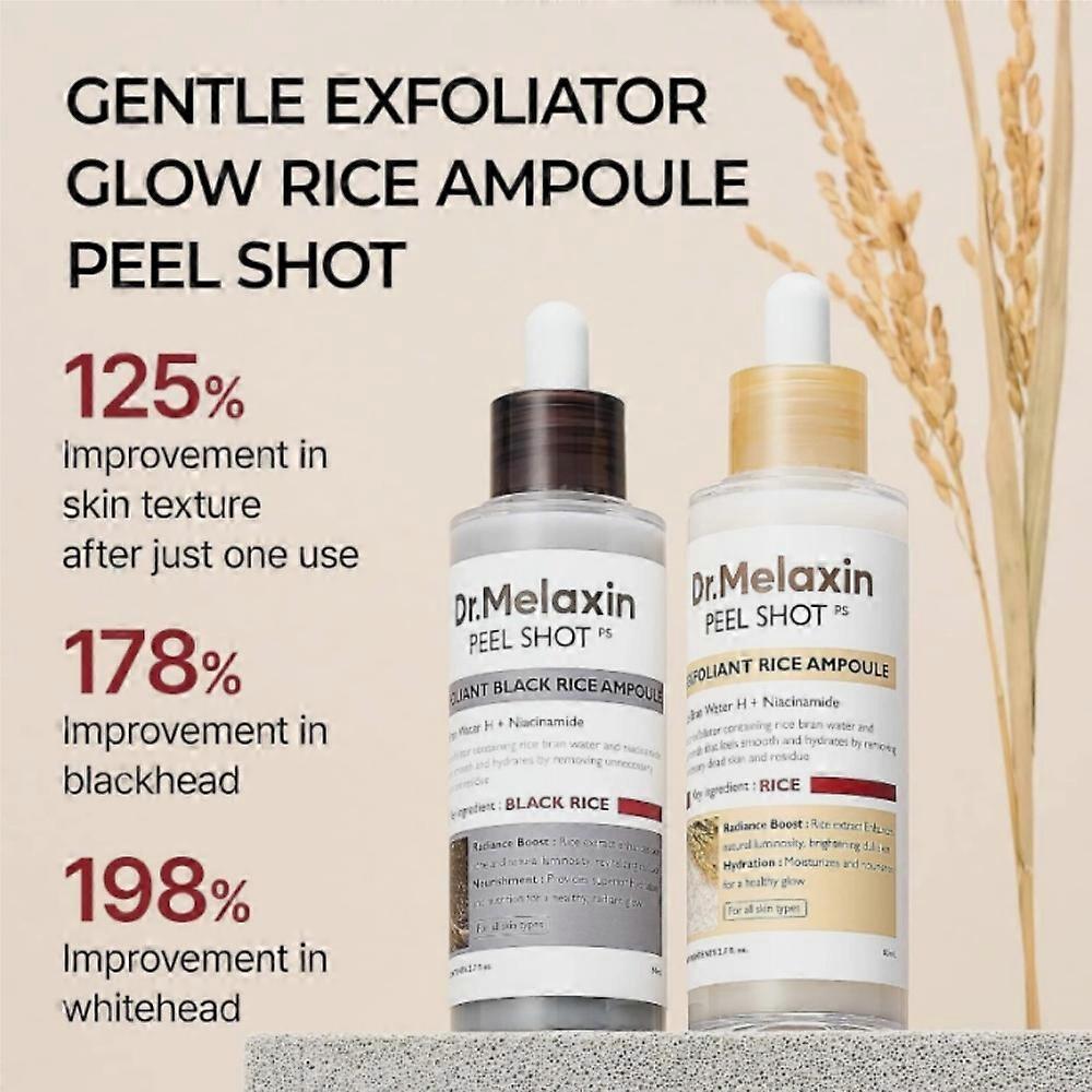Dr.Melaxin Пилинговая ампула Glow Black Rice 80 мл Ежедневный мягкий отшелушивающий скраб для лица и тела Удаление омертвевших клеток кожи для всех типов кожи