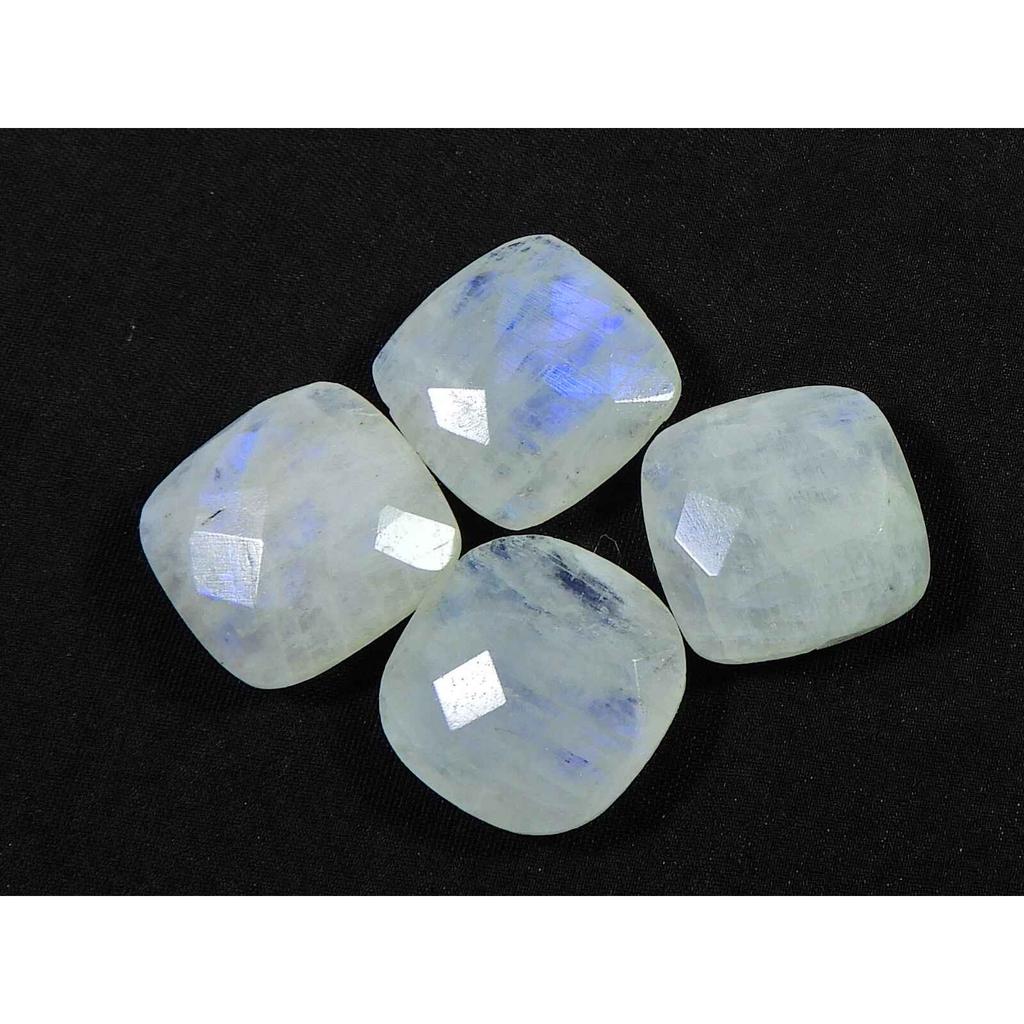 16X16ММ Натуральный Радужный Лунный Камень Бриолет Квадратный Свободный Драгоценный Камень Лот 4 Шт RML-910