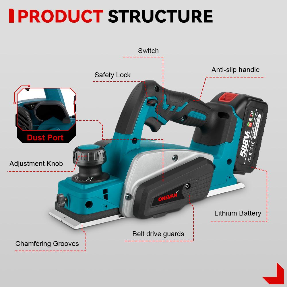 ONEVAN 30000 об/мин беспроводной электрический рубанок бесщеточный электрический фрезер триммер инструмент для резки дерева деревообработка для аккумулятора Makita 18 В