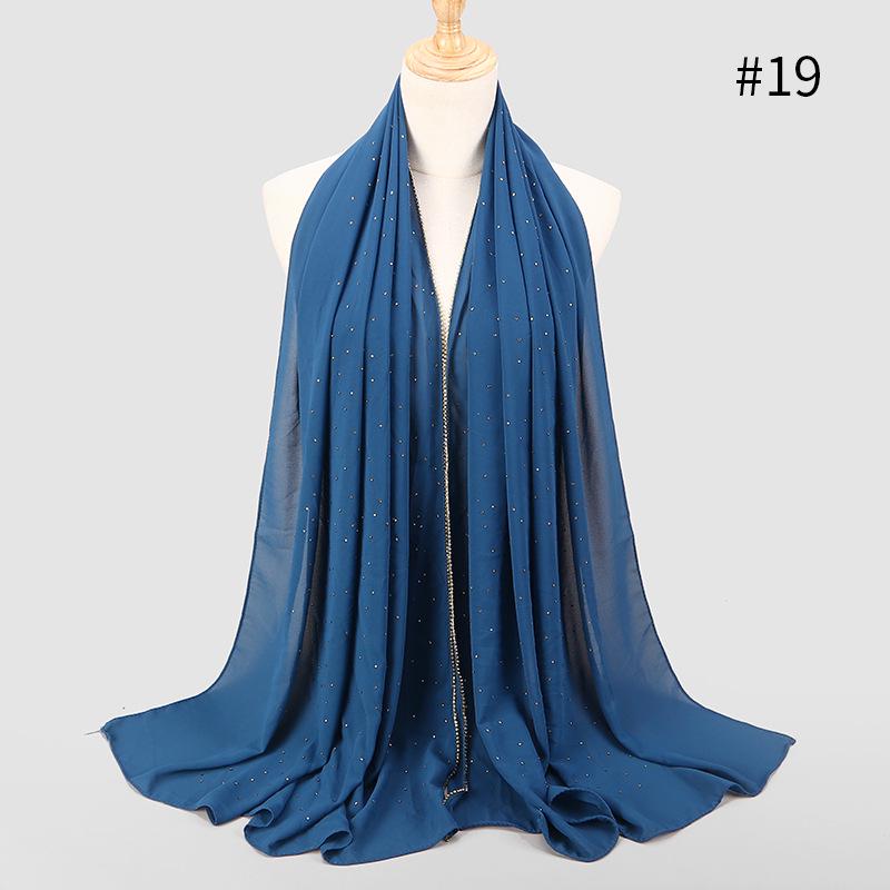 Lain Pearl Bubble Шифон Алмазный Стразы Шаль Шарф Высококачественный Мерцающий Бисер Повязка На Голову Обруч Фуляр Мусульманский Хиджаб Sjaal
