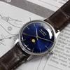 The STAC Made in Japan Domestic Watch 36mm Antique Retro Unisex Moon Phase Bar x Blue Black Croco [The Stack] Men's Women's ST-MF001