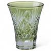 Mizukage Kiriko Glass Sake Diameter X Star Current Model J-kitchens Cup, Cup, 6.2 7.8cm, 60cc, Fan, Green,