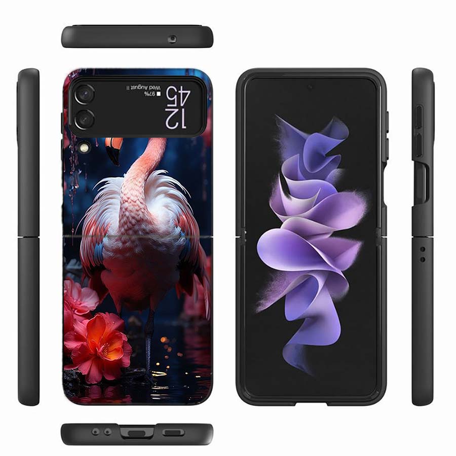 Чехол для телефона с портретом фламинго для Samsung Z Flip 6 7 5G Z Flip 5 Galaxy Z Flip 3 4 5G ZFlip Ударопрочный Жесткий Чехол TPU PC Coque Ca