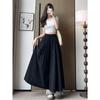 Fashionable Thin Ice Silk Wide Leg Pants, Summer High Waist A-line Skirt for Petite Women, Slimming Style