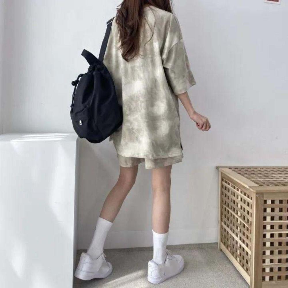 Письмо Двойной спортивный костюм Большой размер Летний свободный костюм Простая повседневная одежда Женщины Бег