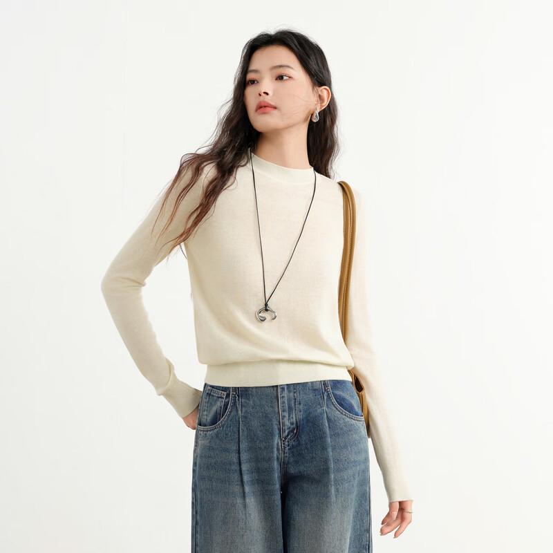 Elva' Island Women's Minimalist Long-Sleeve Wool Blend Knit Sweater