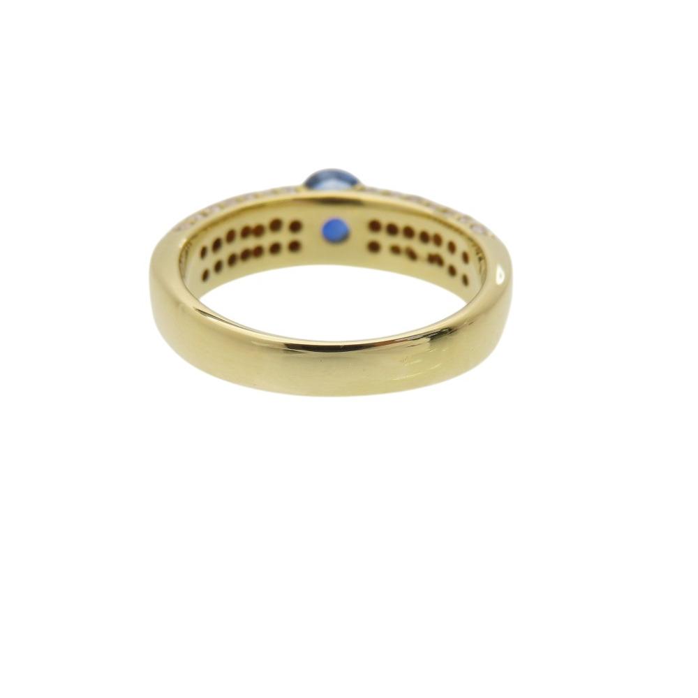 Used Sapphire 0.69ct, Diamonds 0.54ct, K18YG Ring Yellow Gold/sapphire #11(JP Size)