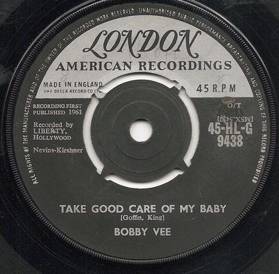7-дюймовая пластинка BOBBY VEE - Take Good Care Of My Baby 45HLG9438 London Records, 1961 UK Рок Б/У