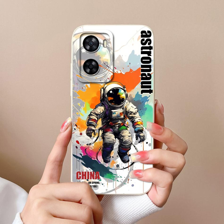 For Oppo A57 A57S A57E Case Cute Cartoon Soft Liquid Silicone Back Cover For Oppo A 57 4G 5G Full Protection Shockproof Bumper