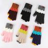 Winter Women's Cycling Gloves Imitation Cashmere Touch Screen Gloves Student Cycling Thickened Warm Gloves Creative Color Block Gloves