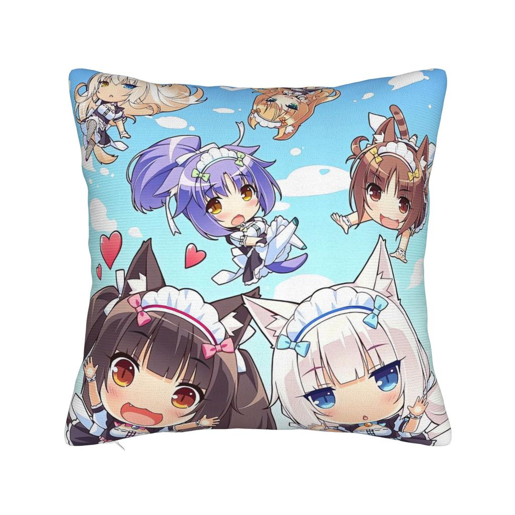Pillow Case Super Kawaii Game Nekopara Chocola Vanilla Square  Pillow Cover For Living Room Bed Chair Fashion Pillowcases