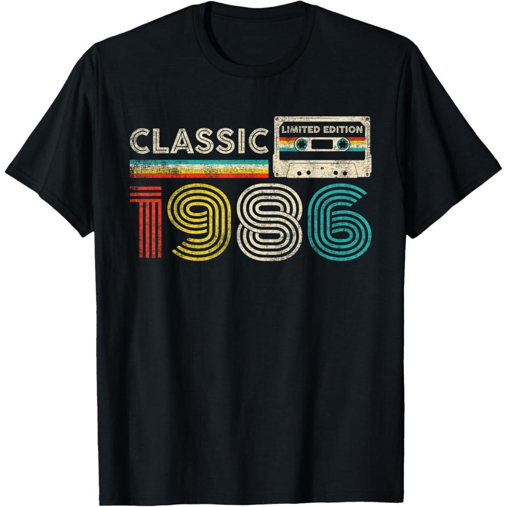 40 Years Old Classic 1986 Vintage Cassette Tape Funny 40th T Shirts Men Streetwear Tee Shirt Short Sleeve Unisex Loose Clothing