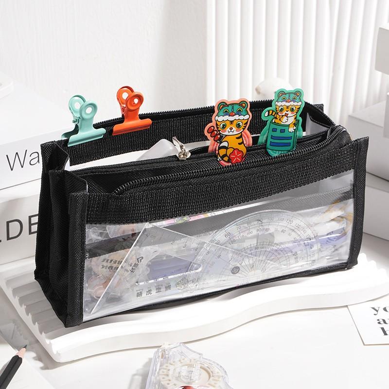Minimalist Transparent Pencil Case Large Capacity Multi-Layer Classification Storage Pencil Bag Student Stationery Organizer Bag