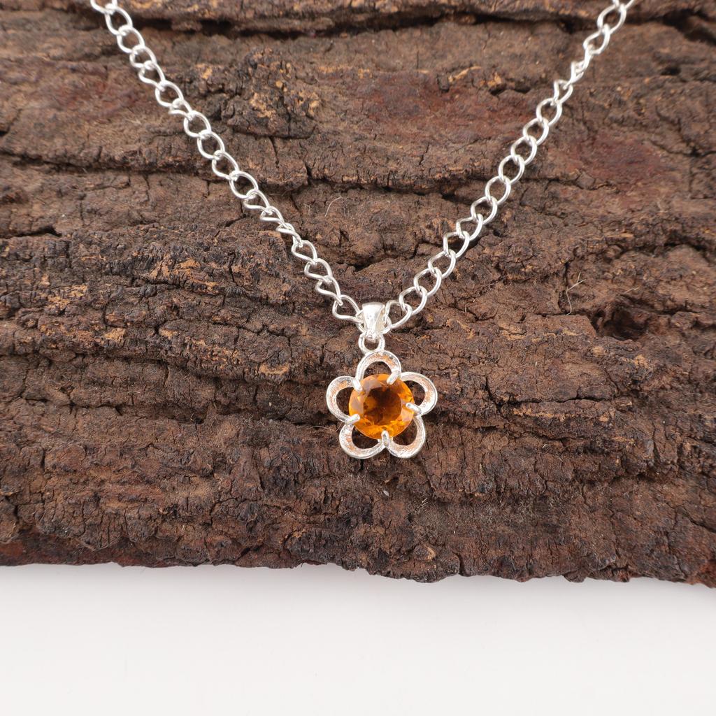 Citrine Pendant Gemstone Jewelry, 925 Solid Sterling Silver Pendant, Handmade Jewelry Birthstone Pendant, Gift For Him
