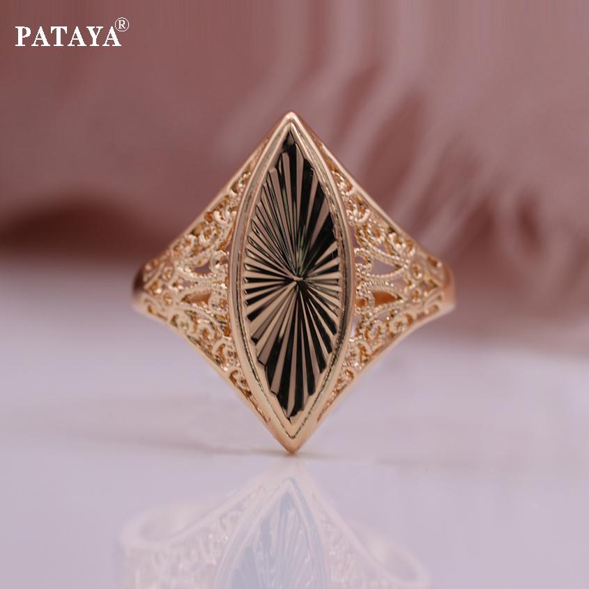 PATAYA Винтажные кольца с цветком в виде конского глаза, цвет розового золота, блестящее украшение, кольцо длиной до пальца