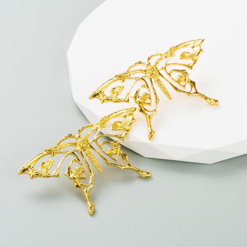 Женские серьги-гвоздики из сплава с геометрическим узором в стиле бабочки, сплошной цвет