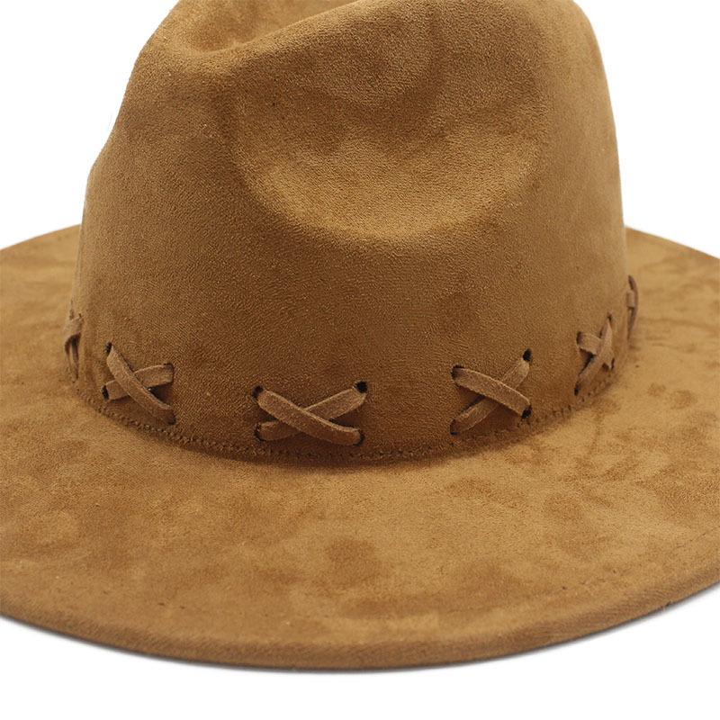 Замшевая шляпа персикового цвета с шерстяным цилиндром и плоскими полями, прямой край, джазовая шляпа