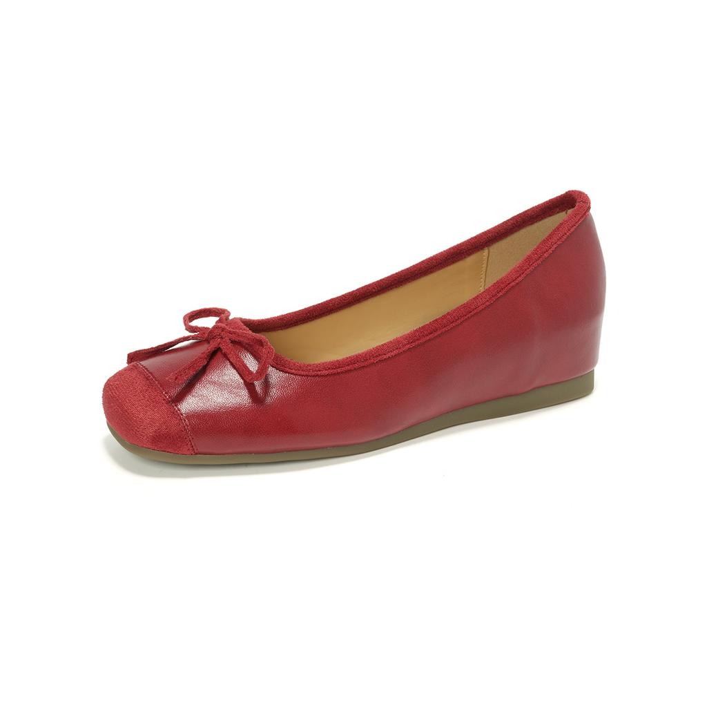 . Балетки с внутренним увеличением высоты, с бантом, с закрытым носком, полусабо