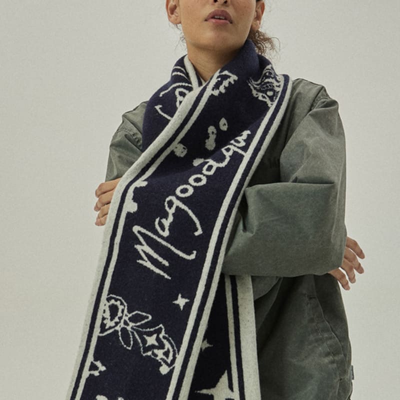 MAGOODGAN 9206 Jacquard Navy Muffler