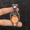 Оранжевый резной кулон с лицом из кости, медная проволока, кулон с драгоценным камнем, кулон с лунным камнем, медные украшения для подарка, ювелирные изделия ручной работы, завернутые в проволоку