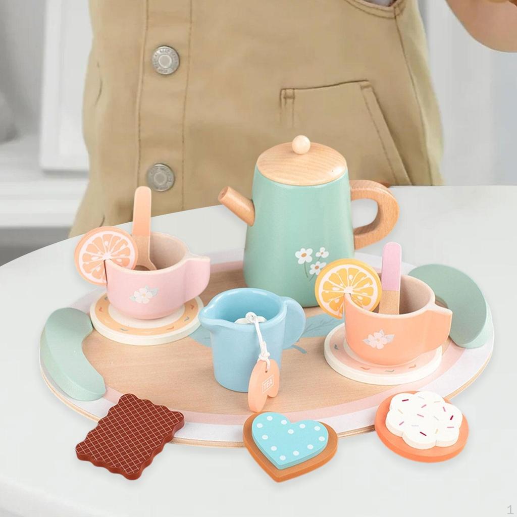 Детский игровой набор для чаепития для детей от 3 до 5 лет с деревянными чайными чашками